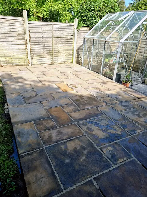 Completed sandstone garden patio